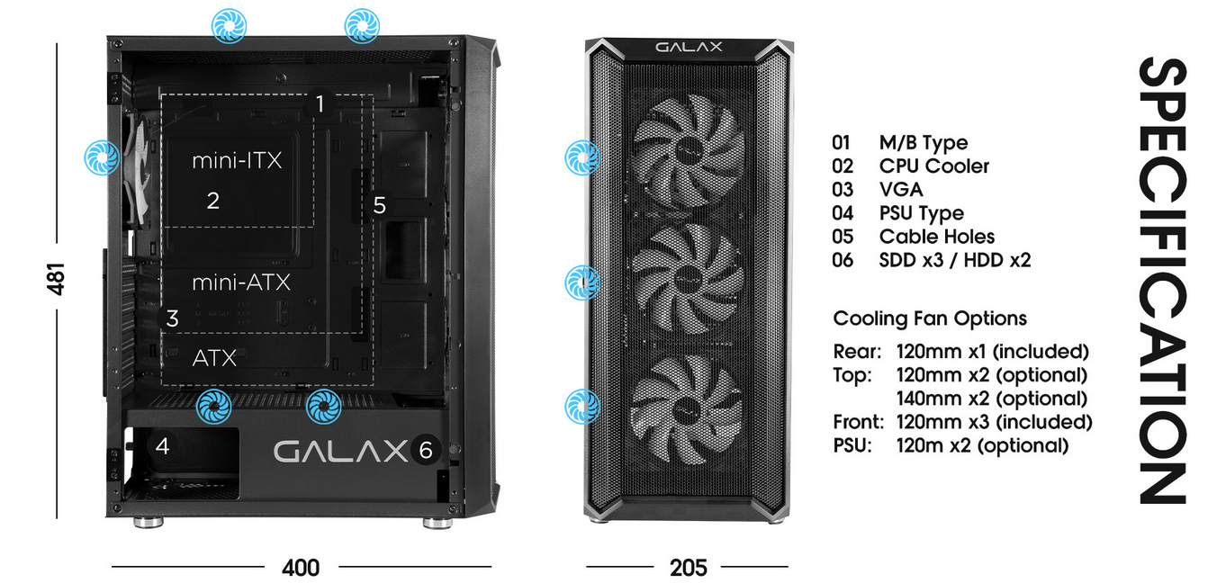 Galax Revolution -7 ARGB 4 Fan Black — صورة 5