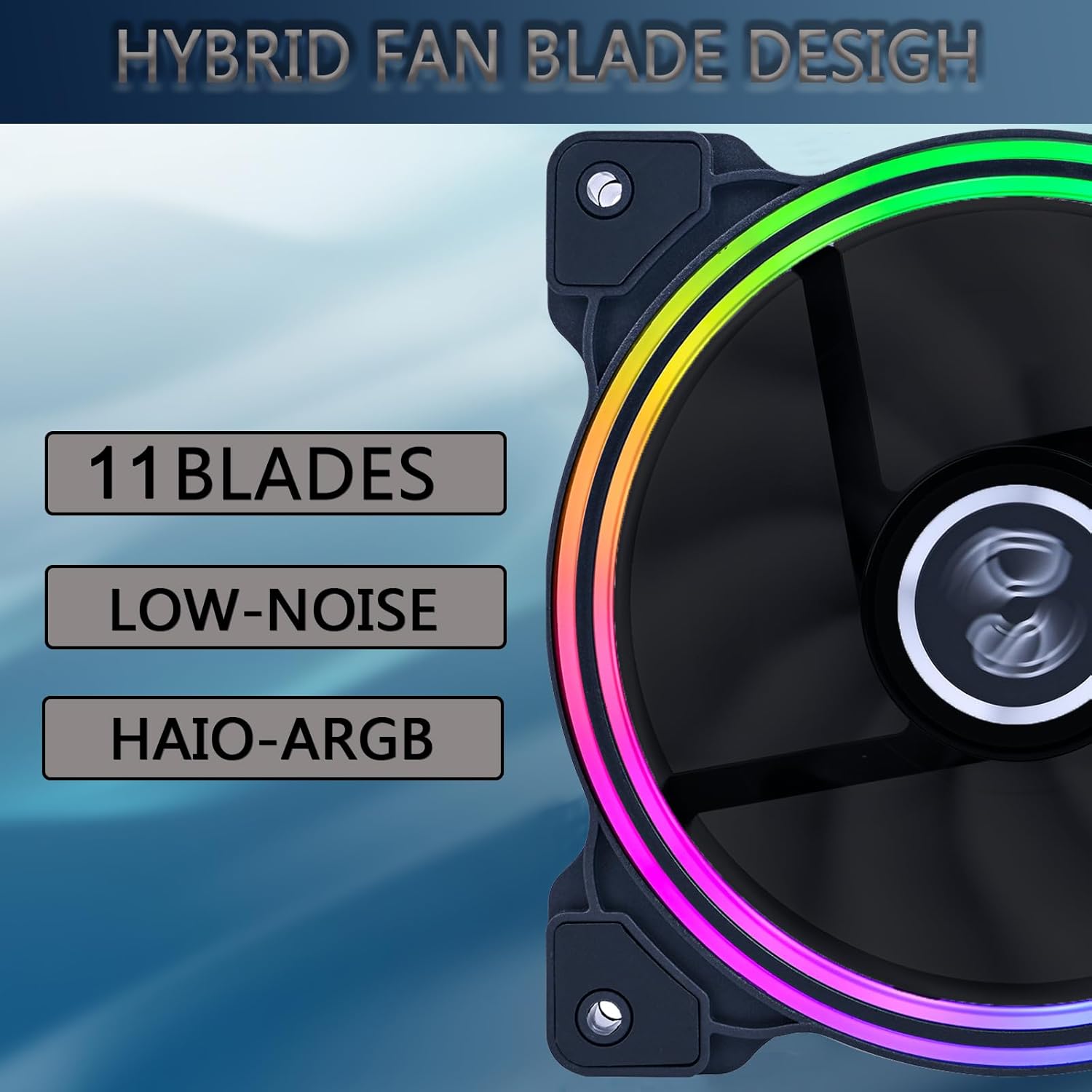 DS 120MM LED Addressable RGB Case Fan with Controller for Computer Cases, Side Lighting for PC CASE, CPU Coolers, Radiators System (3pack RGB Fans, 2pack LED Strips, 1th Gen DS HUB Box, G Series) — صورة 2
