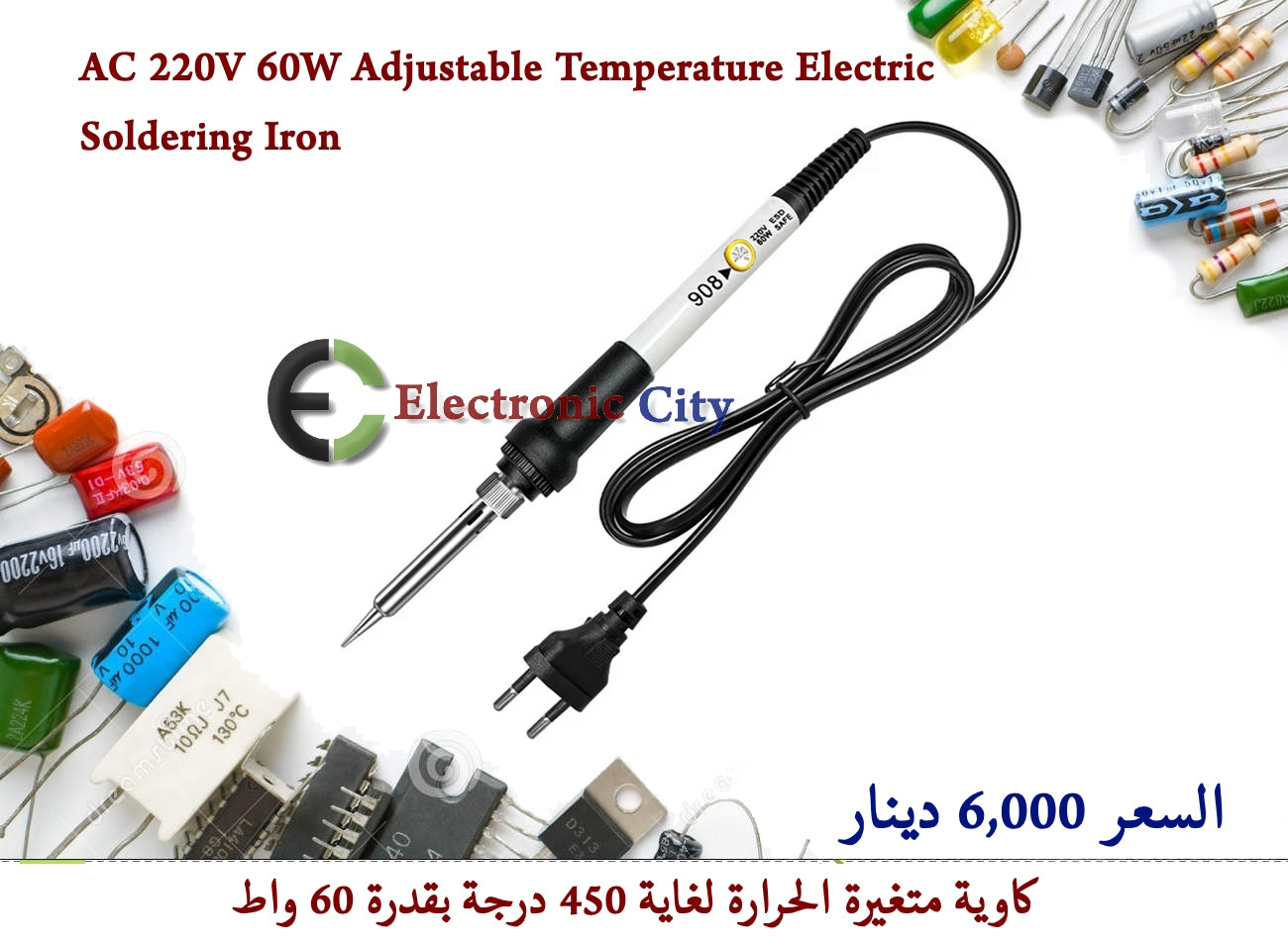 AC 220V 60W Adjustable Temperature Electric Soldering Iron #A1  050578W