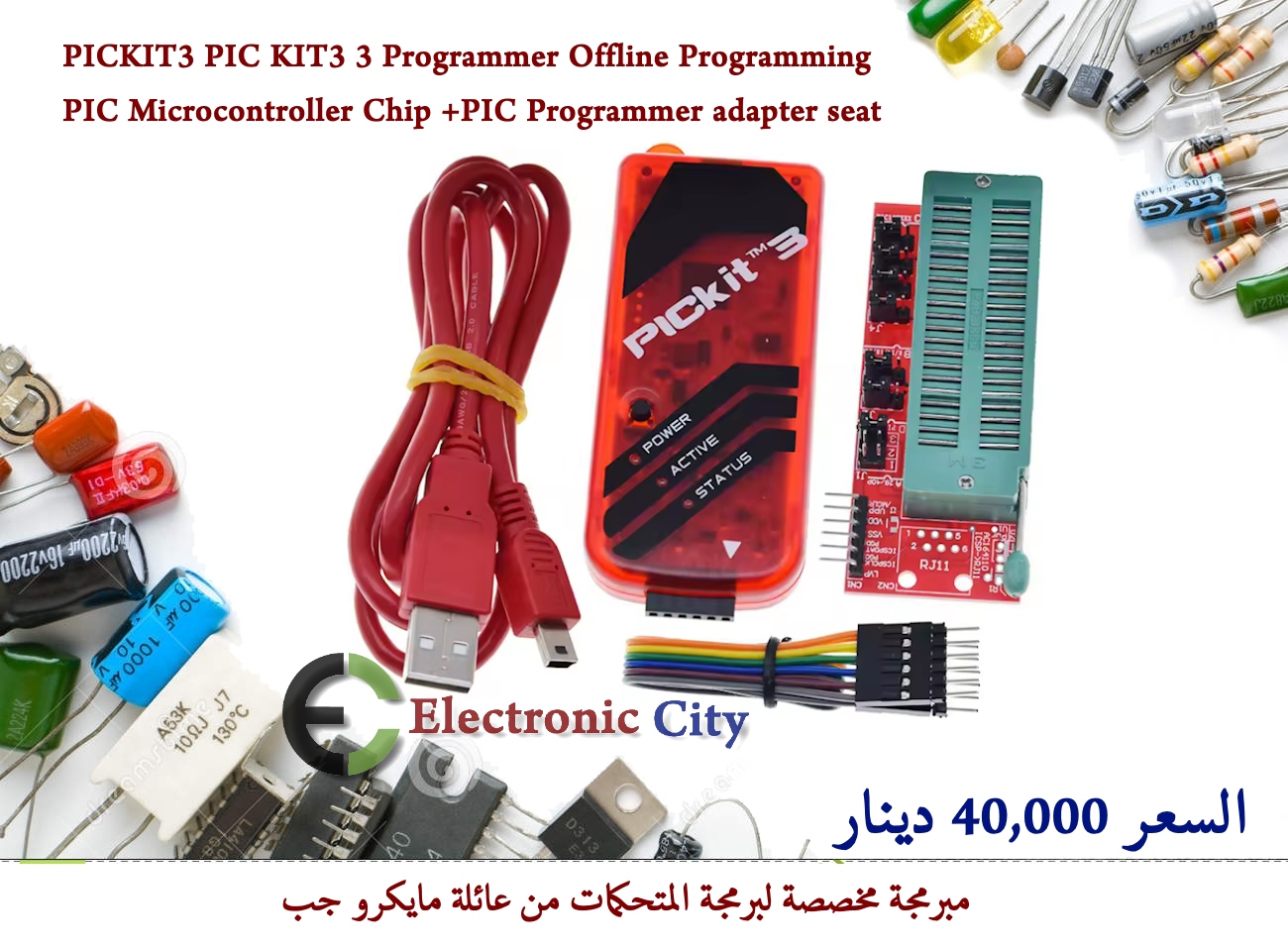 PICKIT3 PIC KIT3 3 Programmer Offline Programming PIC Microcontroller Chip +PIC Programmer adapter seat #U12    5328898