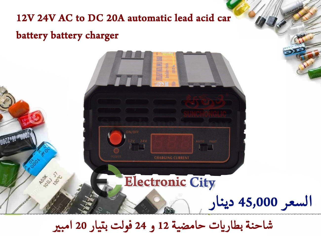 12V 24V AC to DC 20A automatic lead acid car battery battery charger 1226229 — صورة 2