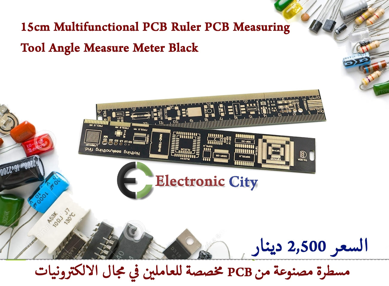 15cm Multifunctional PCB Ruler PCB Measuring Tool Angle Measure Meter Black 012762