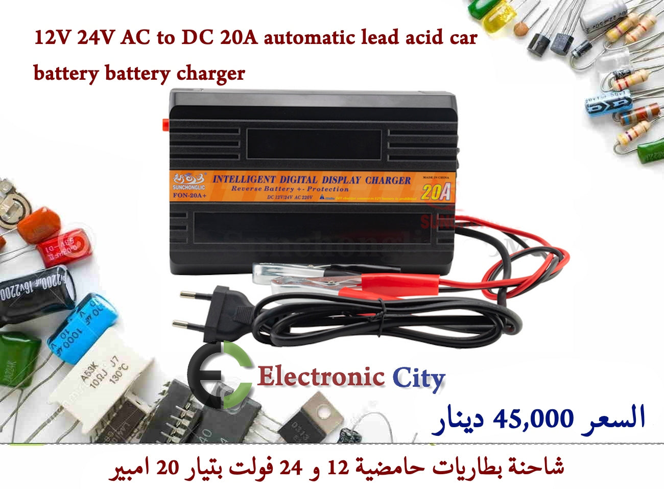 12V 24V AC to DC 20A automatic lead acid car battery battery charger 1226229