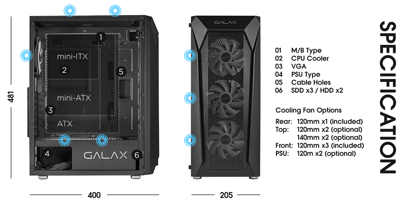 Galax Revolution -5 ARGB 4 Fan Black — صورة 9