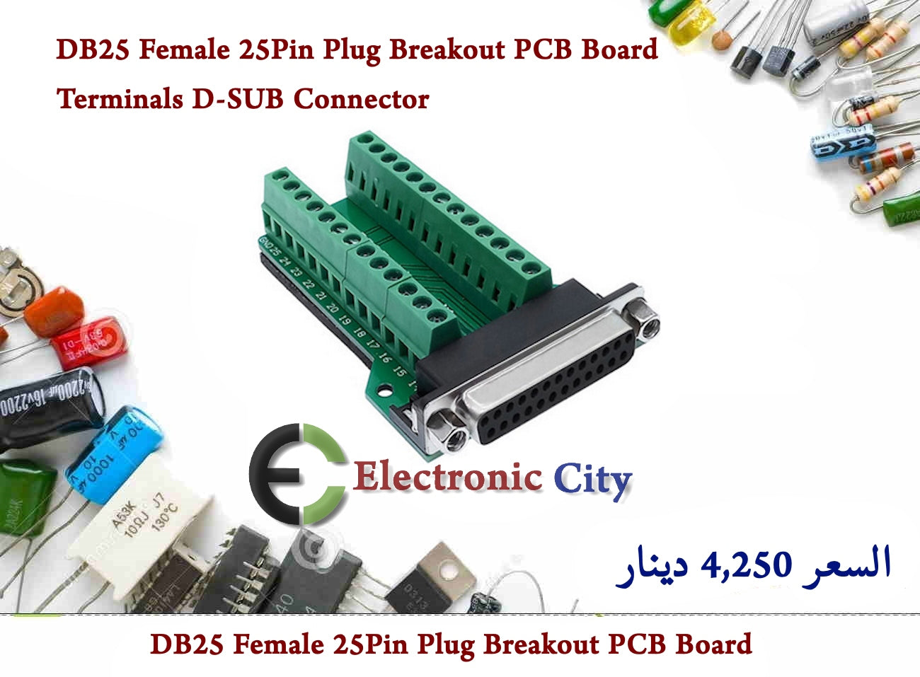 DB25 Female 25Pin Plug Breakout PCB Board Terminals D-SUB Connector    #X1 GYEP0120-002