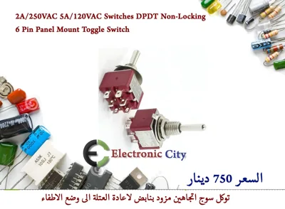 2A 250VAC 5A 120VAC Switches DPDT Non-Locking 6 Pin Panel Mount Toggle Switch  012460