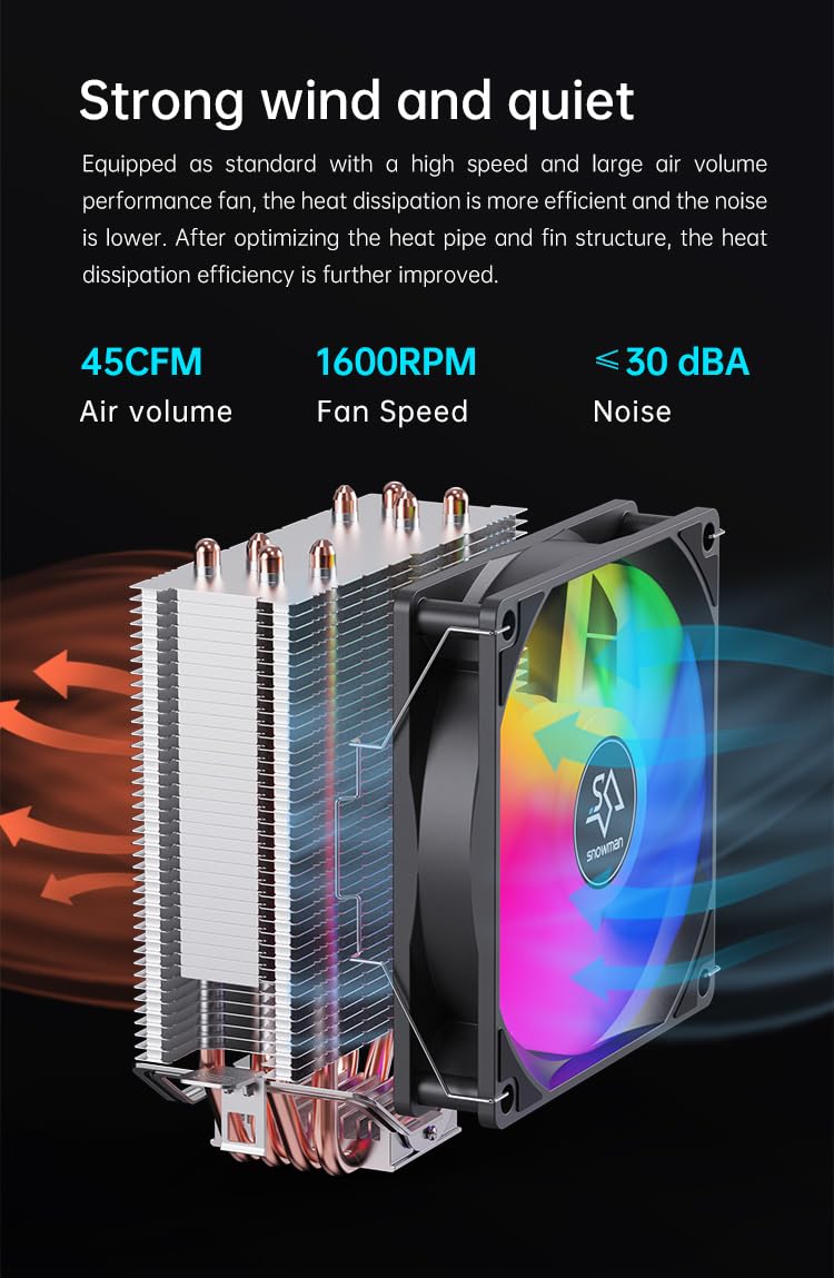 C400 CPU Air Cooler with 4 Heat Pipes, 120mm ARGB PWM Fan, Motherboard Sync ARGB Lighting, 5V 4-pin CPU Cooler, Compatible with AMD RyzenIntel LGA 1700115X — صورة 5