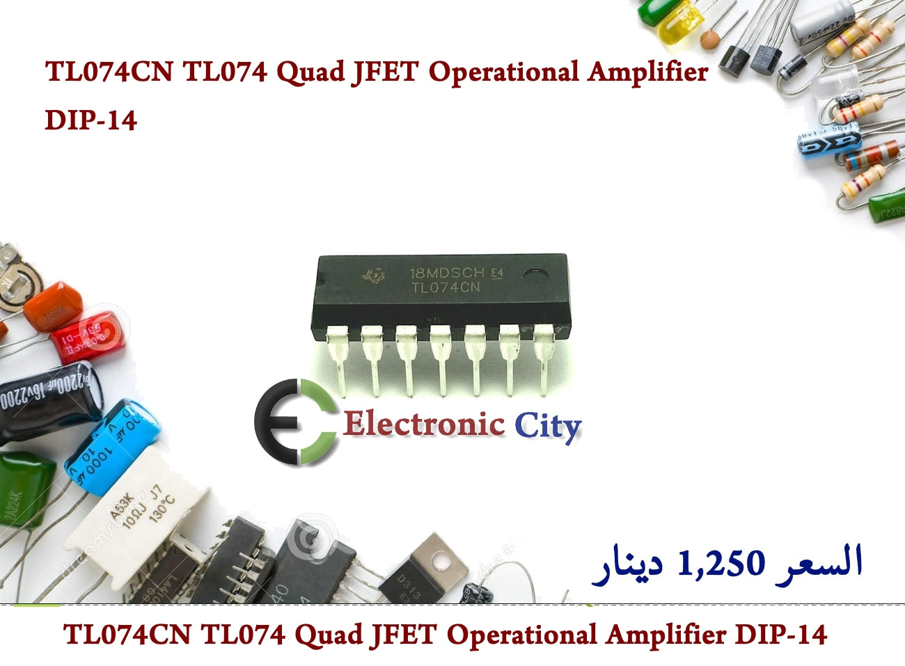 TL074CN TL074 Quad JFET Operational Amplifier DIP-14