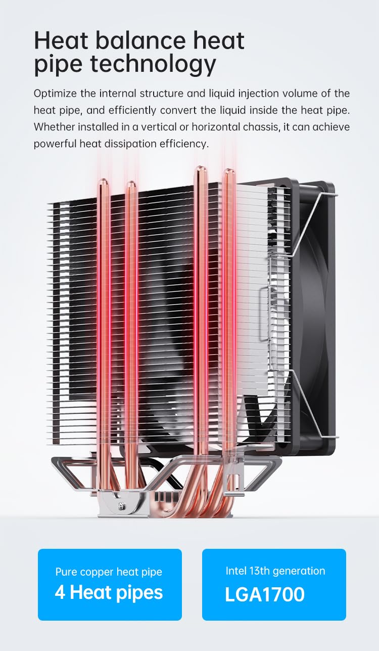 C400 CPU Air Cooler with 4 Heat Pipes, 120mm ARGB PWM Fan, Motherboard Sync ARGB Lighting, 5V 4-pin CPU Cooler, Compatible with AMD RyzenIntel LGA 1700115X — صورة 7
