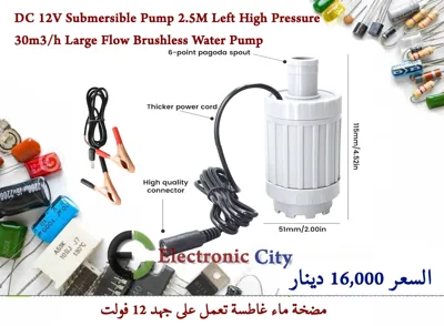 DC 12V Submersible Pump 2.5M Left High Pressure 30m3-h Large Flow Brushless Water Pump #I12 JAAE0004-001