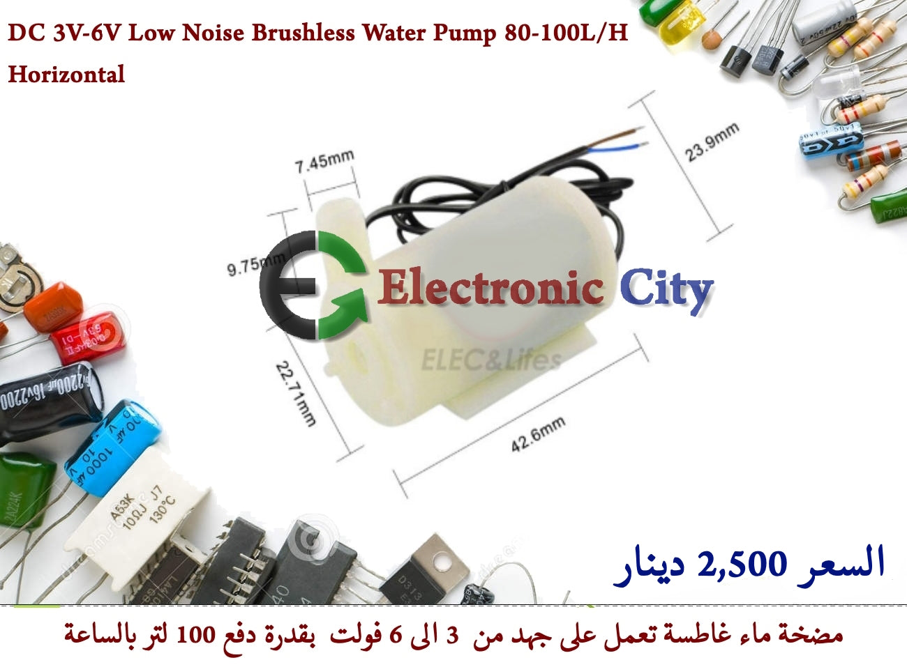 DC 3V-5V Low Noise Brushless Water Pump 80-100LH Horizontal #I3 050453