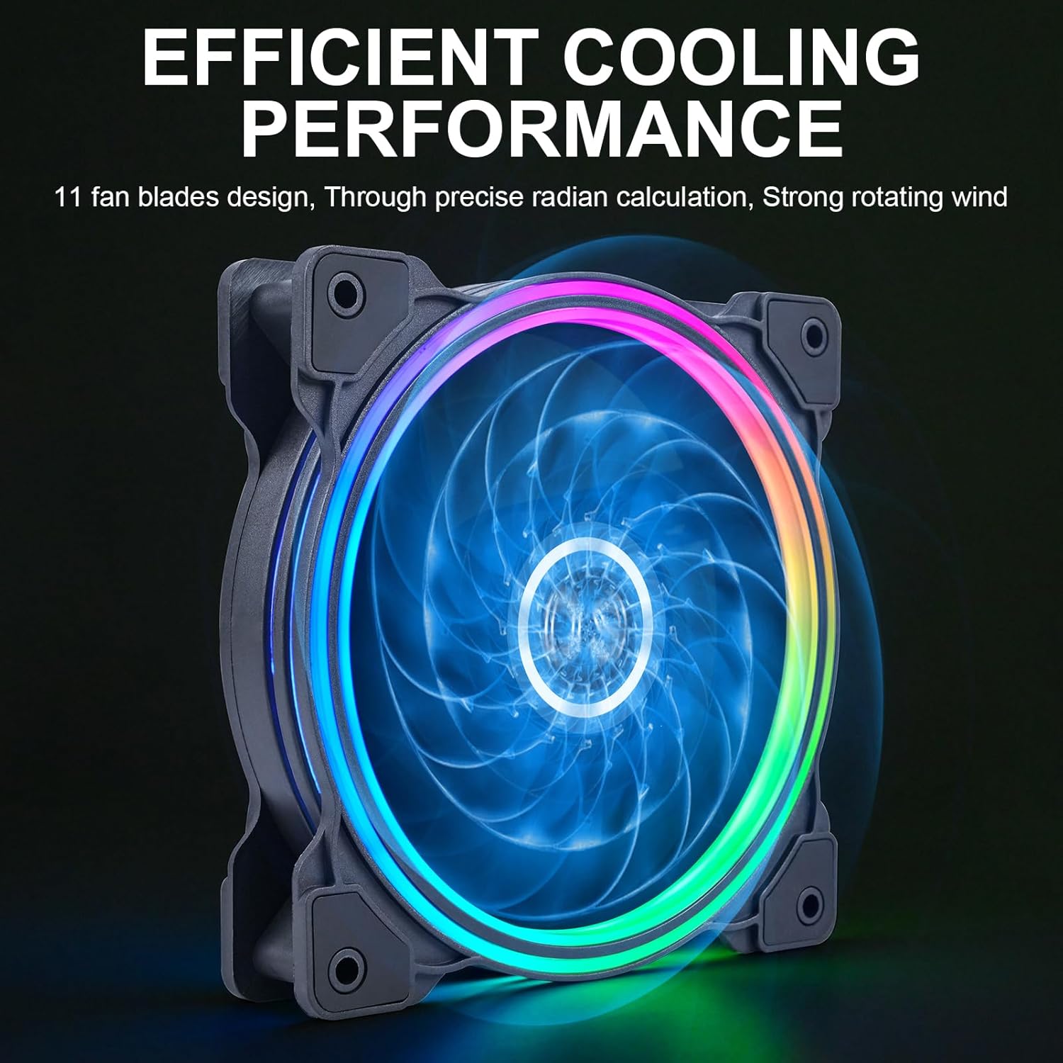 DS 120MM LED Addressable RGB Case Fan with Controller for Computer Cases, Side Lighting for PC CASE, CPU Coolers, Radiators System (3pack RGB Fans, 2pack LED Strips, 1th Gen DS HUB Box, G Series) — صورة 4