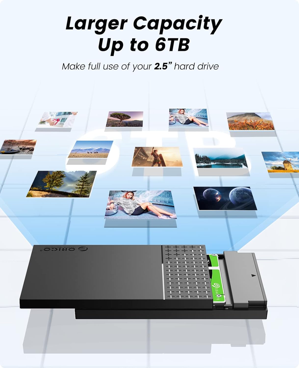 ORICO USB C External SSD Hard Drive Enclosure, USB 3.1 to SATA III Hard Drive Enclosure (2526C3-V1) — صورة 5