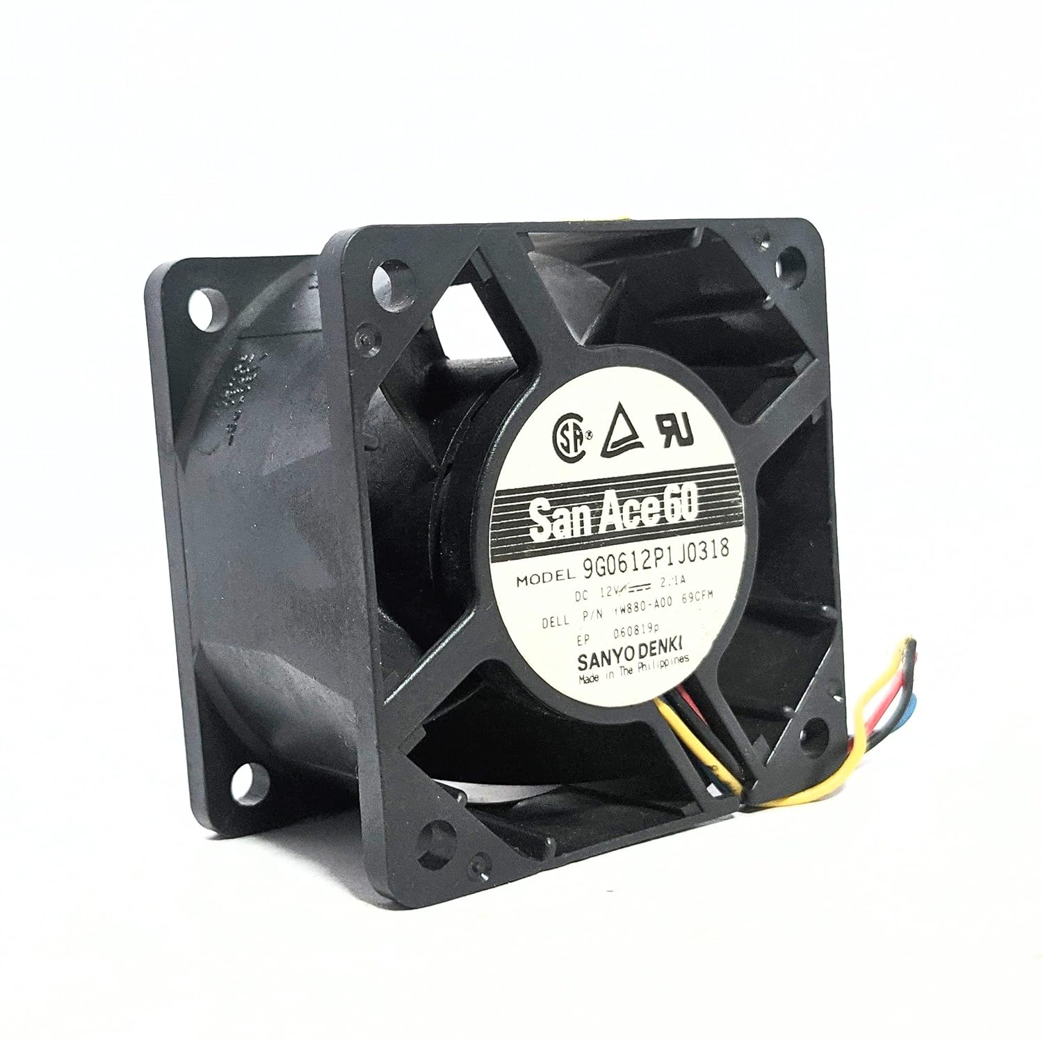 Sanyo Denki 9G0612P1J0318 Server - Square Fan 60x60x38mm, 4-wire, 12V 2.1A (Black) 55864