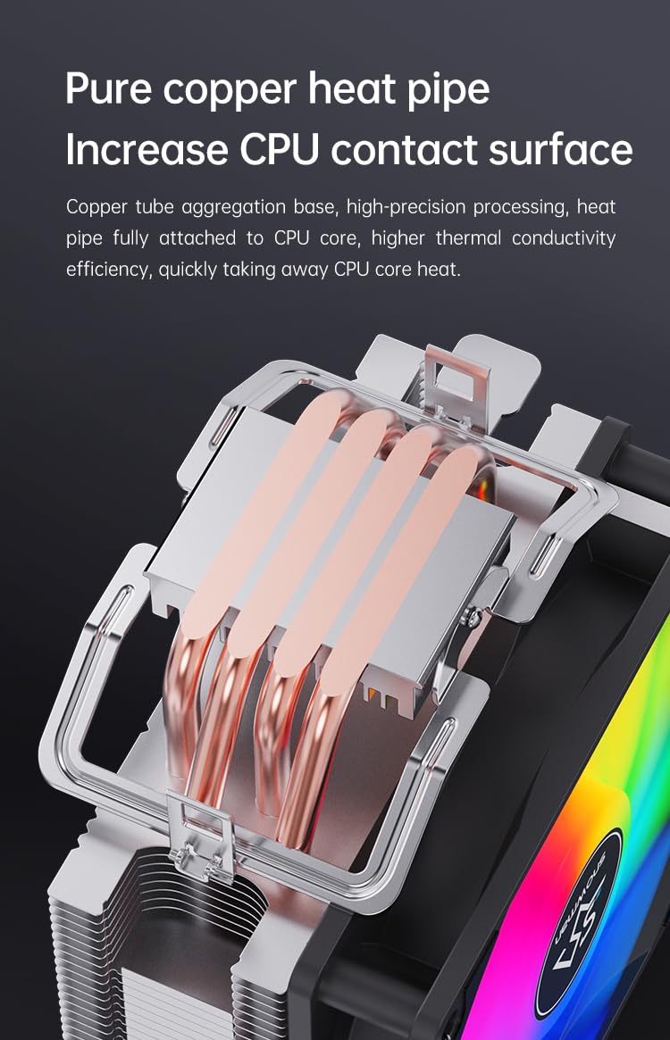 C400 CPU Air Cooler with 4 Heat Pipes, 120mm ARGB PWM Fan, Motherboard Sync ARGB Lighting, 5V 4-pin CPU Cooler, Compatible with AMD RyzenIntel LGA 1700115X — صورة 4