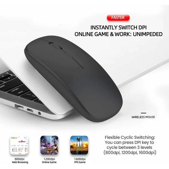 Wireless Mouse 2.4G Bluetooth Mouse Rechargeable Silent Mouse USB & Type-c Receiver Dual Mode LED Mouse Laptop Mouse for Computer MacBook iPad iPhone — صورة 6