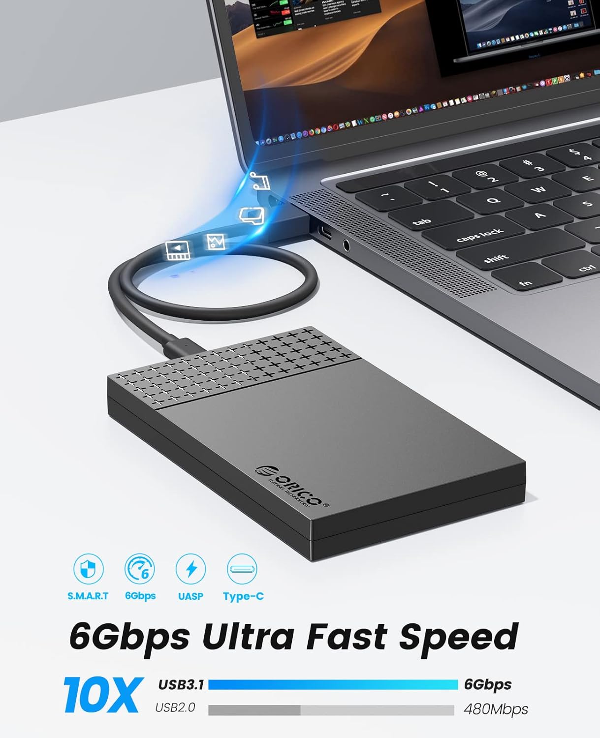 ORICO USB C External SSD Hard Drive Enclosure, USB 3.1 to SATA III Hard Drive Enclosure (2526C3-V1) — صورة 4