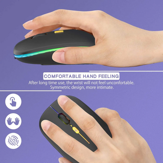 Wireless Mouse 2.4G Bluetooth Mouse Rechargeable Silent Mouse USB & Type-c Receiver Dual Mode LED Mouse Laptop Mouse for Computer MacBook iPad iPhone — صورة 8